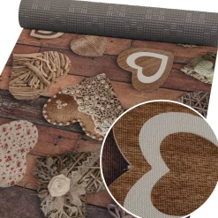 Küchenläufer abwaschbar Küchenteppich rutschfest Teppichläufer Läufer Flur pflegeleicht Holz Liebe 52cm Breite
