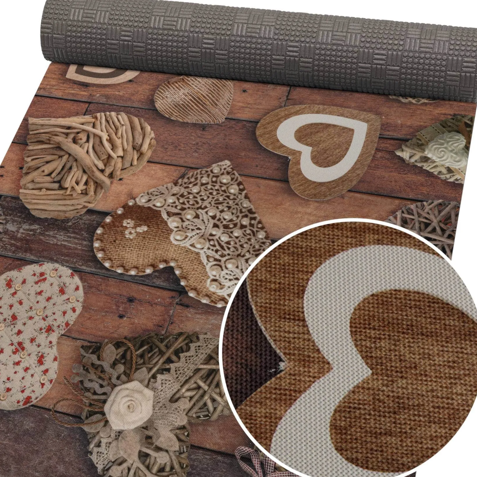 Küchenläufer abwaschbar Küchenteppich rutschfest Teppichläufer Läufer Flur pflegeleicht Holz Liebe 52cm Breite