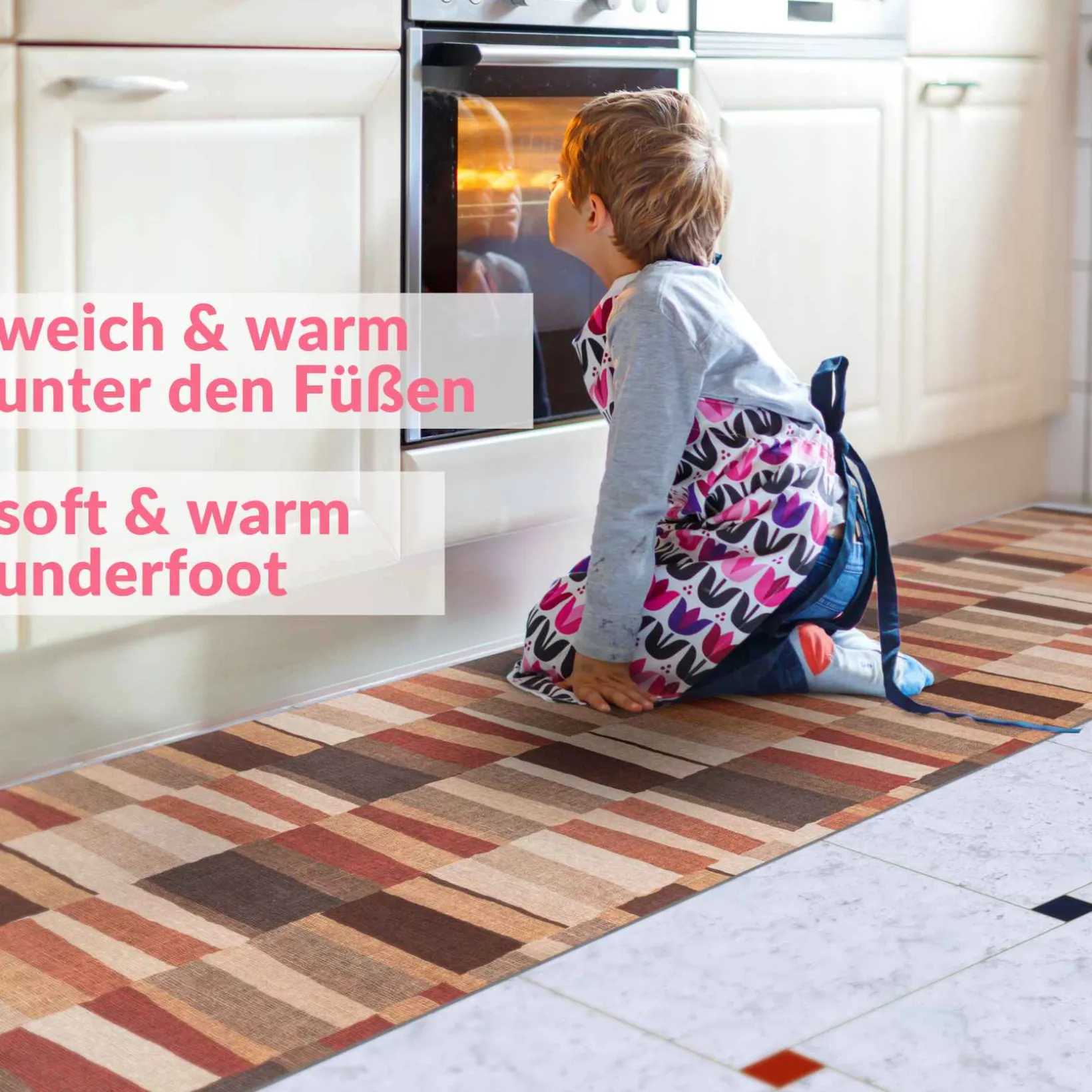 Küchenläufer abwaschbar Teppichläufer Flur Läufer Patchwork rutschfest Breite 65cm Meterware