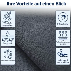 Küchenläufer Küchenteppich abwaschbar Anthrazit Mikrofaser