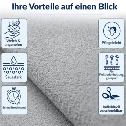 Küchenläufer Küchenteppich abwaschbar Grau Mikrofaser