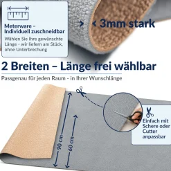 Küchenläufer Küchenteppich abwaschbar Grau Mikrofaser
