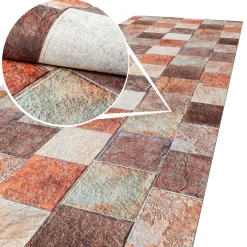 Küchenläufer Küchenteppich abwaschbar Flur Teppich Läufer Backsteinoptik Breite 65cm