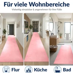 Küchenläufer Küchenteppich abwaschbar Rosa Mikrofaser