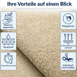 Küchenläufer Küchenteppich abwaschbar Beige Mikrofaser