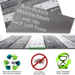 Küchenläufer Küchenteppich Läufer Flur Wood Industry Holz Grau