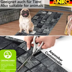 Küchenläufer Küchenteppich Läufer Flur Teppichläufer rutschfest Holz Anthrazit