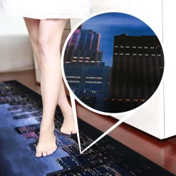 Küchenläufer Küchenteppich Läufer Flur Teppichläufer Skyline Blau 50cm Breit