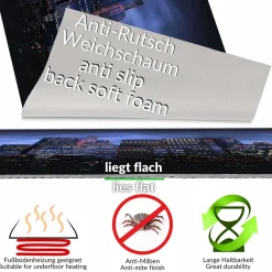 Küchenläufer Küchenteppich Läufer Flur Teppichläufer Skyline Blau 50cm Breit