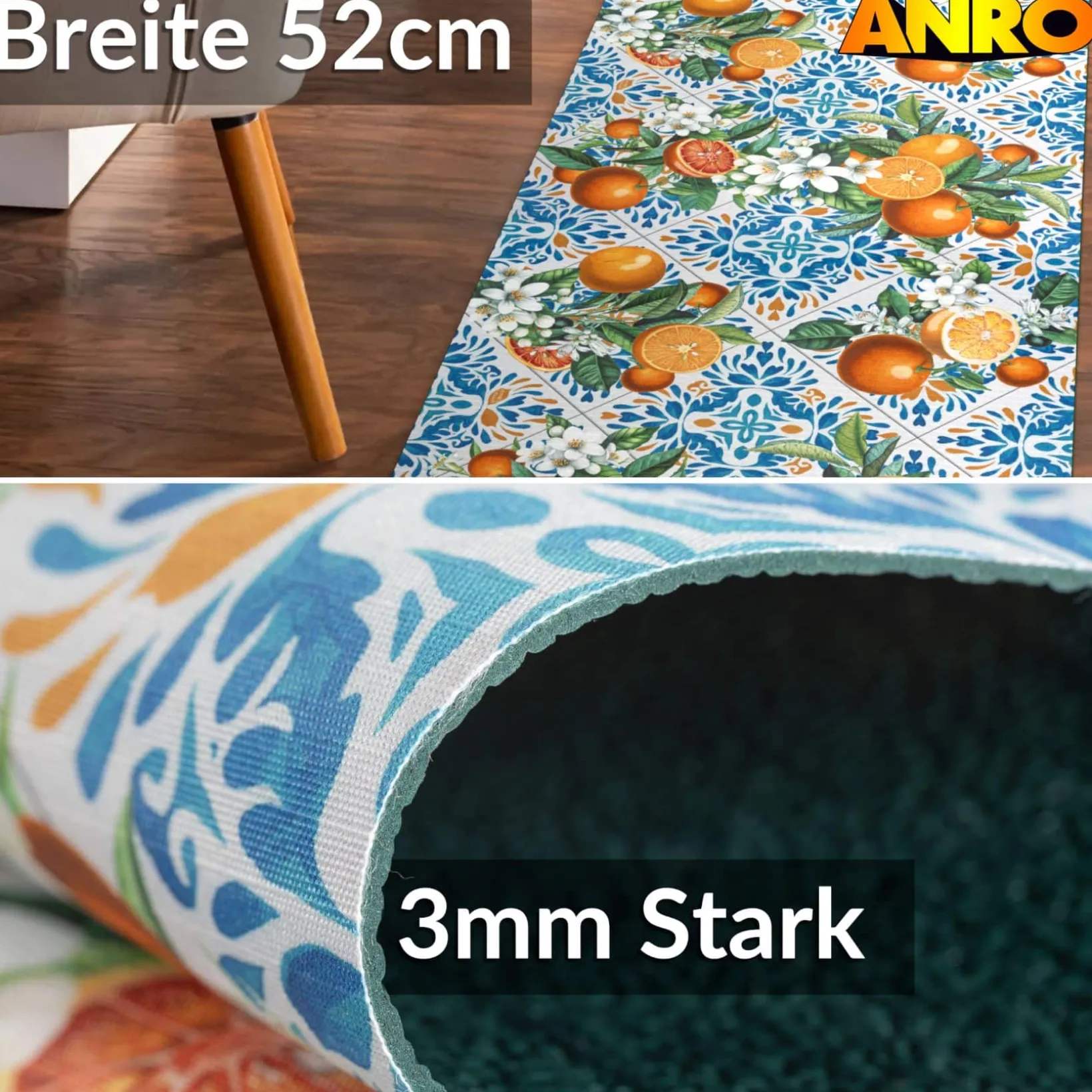 Küchenläufer Küchenteppich Läufer Flur Teppichläufer Sprinty Zagara 52cm Breite