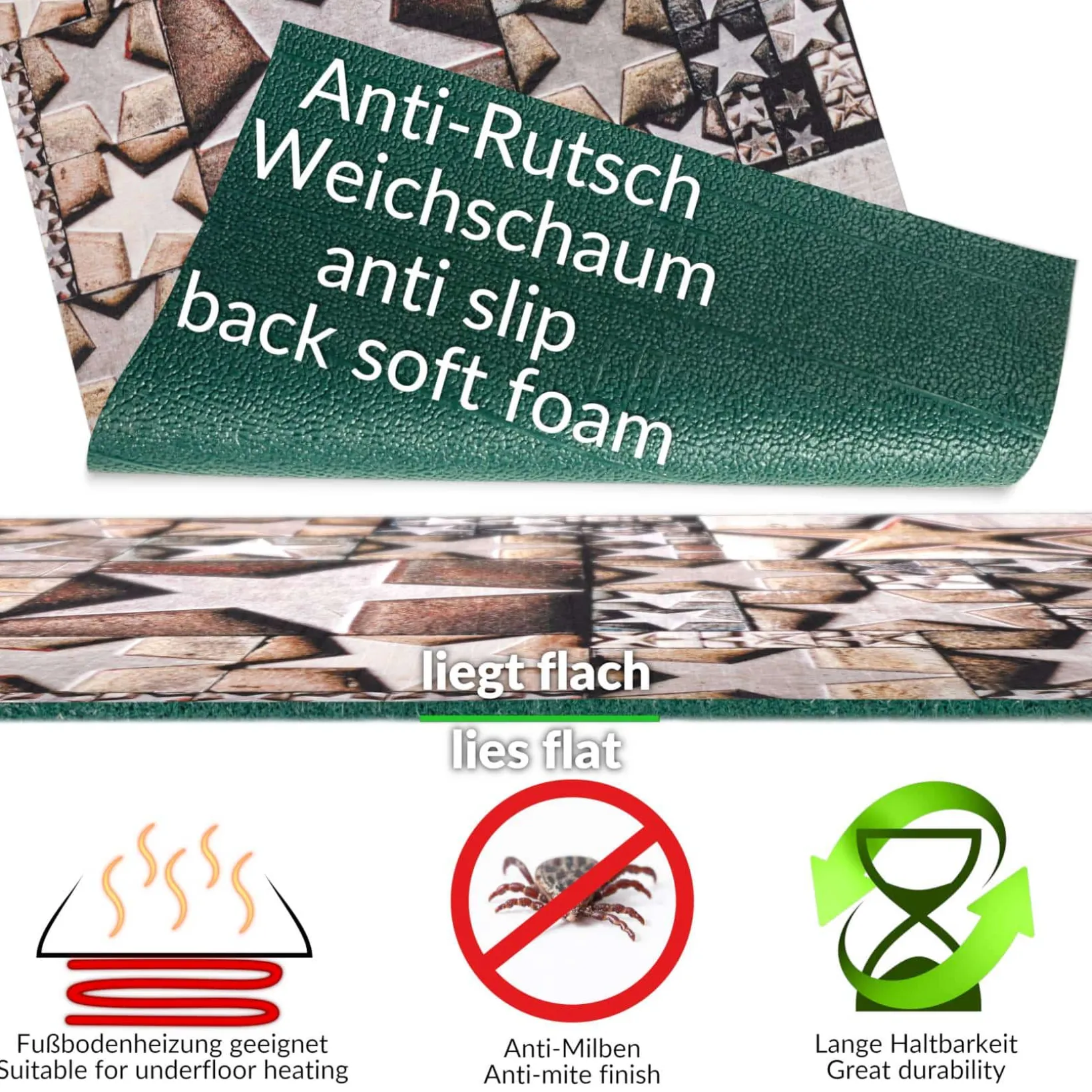 Küchenläufer Küchenteppich Läufer Flur Teppichläufer Sprinty Star 52cm Breite