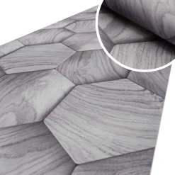 Küchenläufer Küchenteppich Läufer Flur Teppichläufer Motiv Holzoptik Geometrie Grau