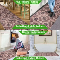 Küchenläufer Küchenteppich Läufer Flur Teppichläufer Parket Stern Karo