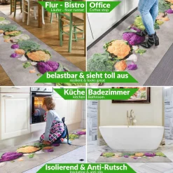 Küchenläufer Küchenteppich Läufer Flur Teppichläufer Sprinty Cavolfiore 52cm Breite