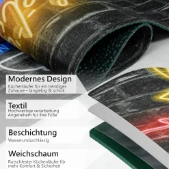 Küchenläufer Küchenteppich Läufer Flur Teppichläufer Sprinty Party Mehrfarbig 50cm Breit