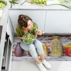 Küchenläufer Küchenteppich Läufer Flur Teppichläufer Rustikal Krug Karaffe Kanne Mehrfarbig 50cm Breit