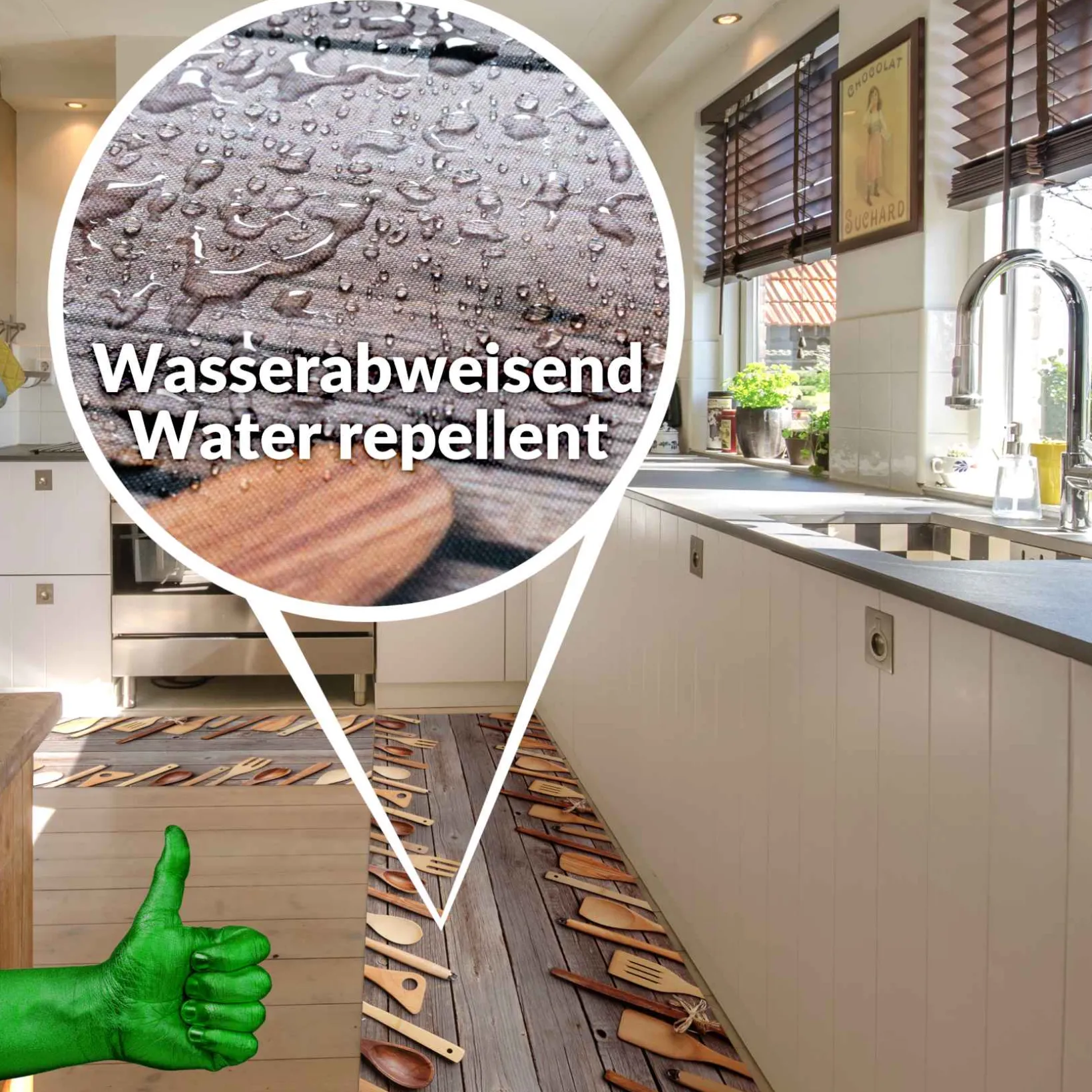 Küchenläufer Küchenteppich Läufer Flur Teppichläufer Holz Dielen Braun 50cm Breit