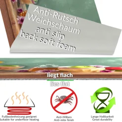 Küchenläufer Küchenteppich Läufer Flur Teppichläufer Blumen Frühling Mehrfarbig 50cm Breit