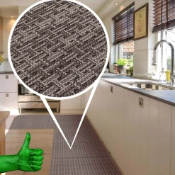 Küchenläufer Küchenteppich Läufer Flur Premium 3-Schicht Flechtoptik Braun