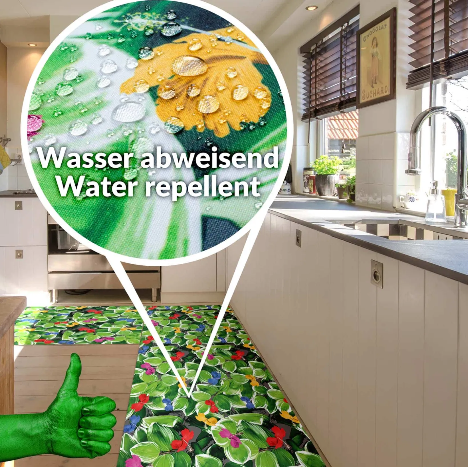 Küchenläufer Küchenteppich Läufer Flur Teppichläufer Fliesengarten Mehrfarbig 80cm Breit