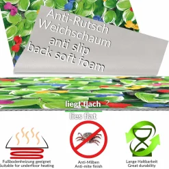 Küchenläufer Küchenteppich Läufer Flur Teppichläufer Fliesengarten Mehrfarbig 80cm Breit