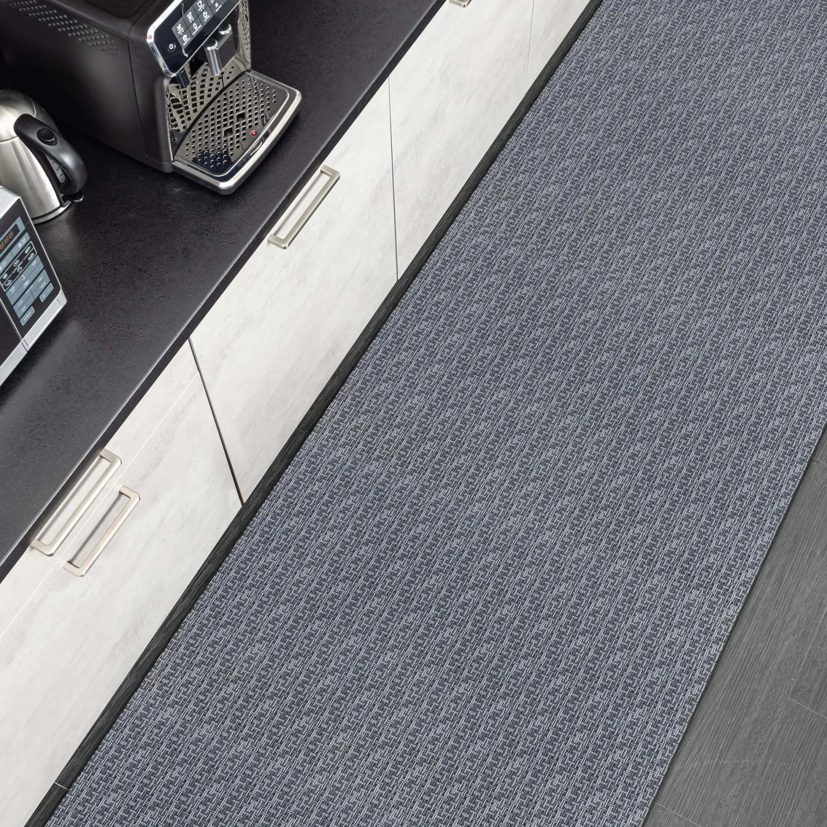 Küchenläufer Küchenteppich Läufer Flur 3-Schicht Premium Flechtoptik Grau