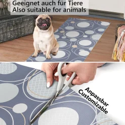 Küchenläufer Küchenteppich Mirza Cerchi Grau Läufer Flur abwaschbar | 48cm Breit
