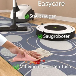 Küchenläufer Küchenteppich Mirza Cerchi Grau Läufer Flur abwaschbar | 48cm Breit