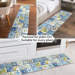 Küchenläufer Küchenteppich Zitrone Lemon Holz Beige rutschfest abwaschbar | 50cm Breit