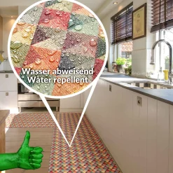 Küchenläufer Teppichläufer Flur Läufer rutschfest Rauten Breite 65cm Meterware