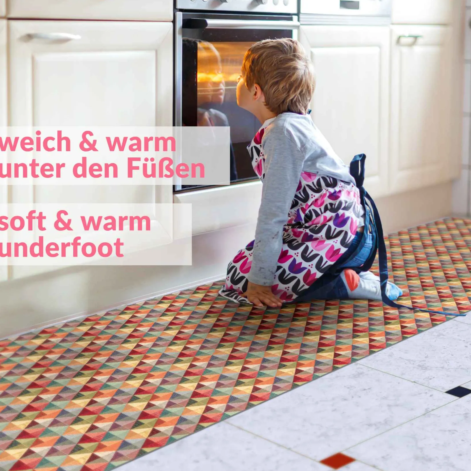 Küchenläufer Teppichläufer Flur Läufer rutschfest Rauten Breite 65cm Meterware