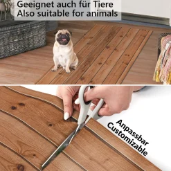 Küchenläufer Teppich Läufer Flurteppich waschbar rutschfest Holzoptik Braun Breite 65cm