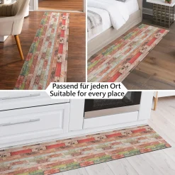 Küchenläufer Teppich Läufer Flurteppich waschbar rutschfest Holzoptik Breite 65cm