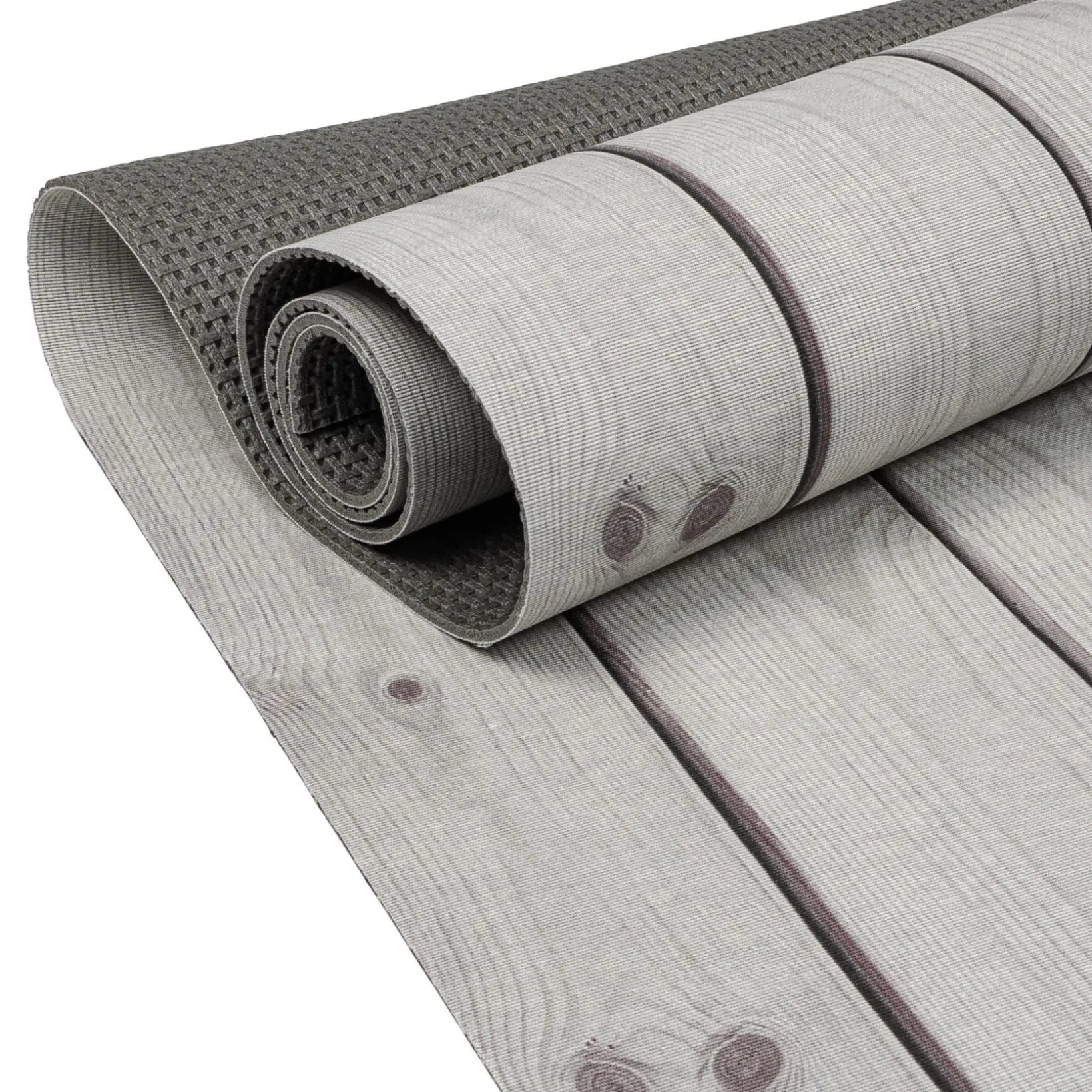 Küchenläufer Teppich Läufer Flurteppich waschbar rutschfest Holzoptik Grau Breite 65cm