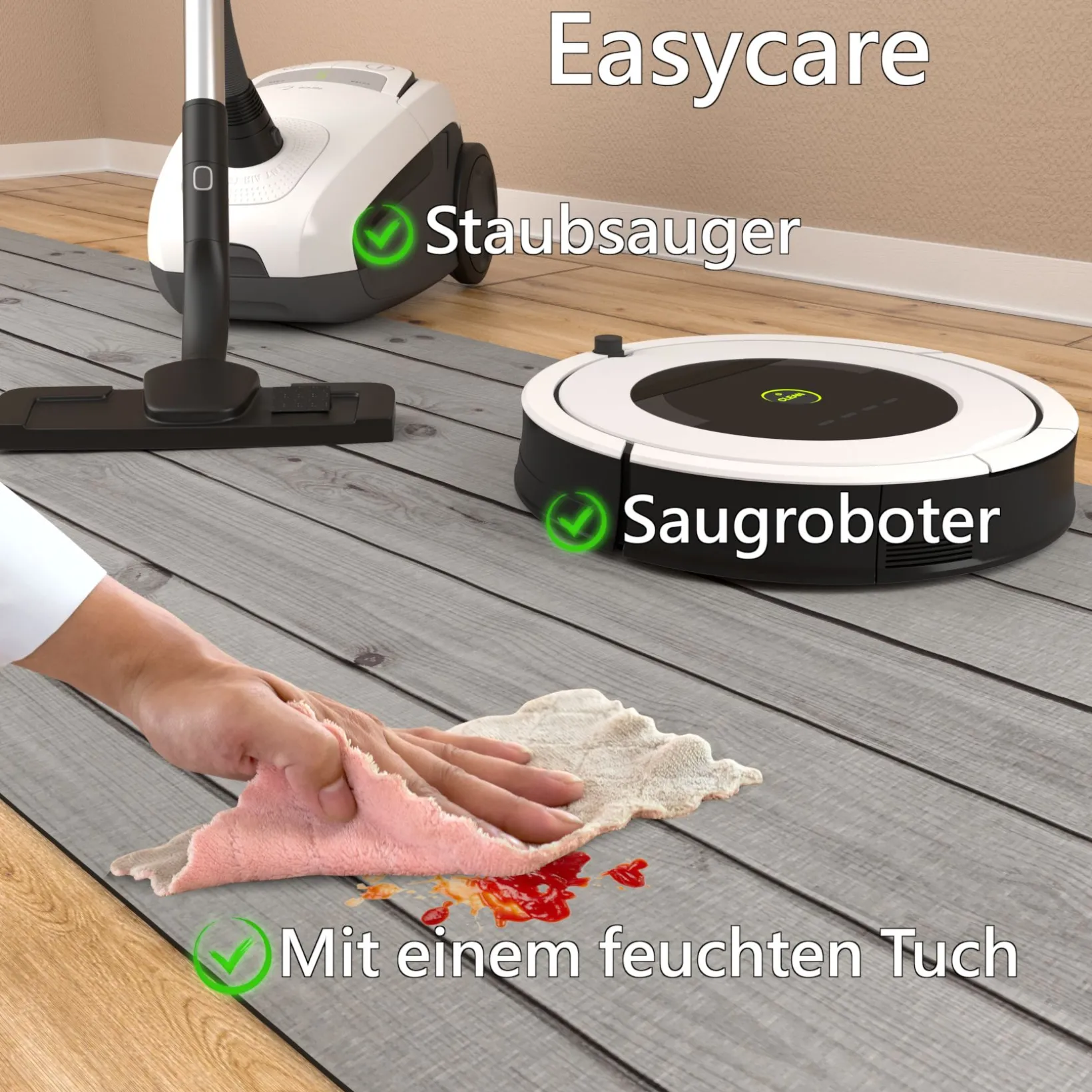 Küchenläufer Teppich Läufer Flurteppich waschbar rutschfest Holzoptik Grau Breite 65cm