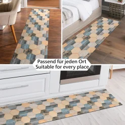 Küchenläufer Teppich Läufer Flurteppich waschbar rutschfest Modern Breite 65cm