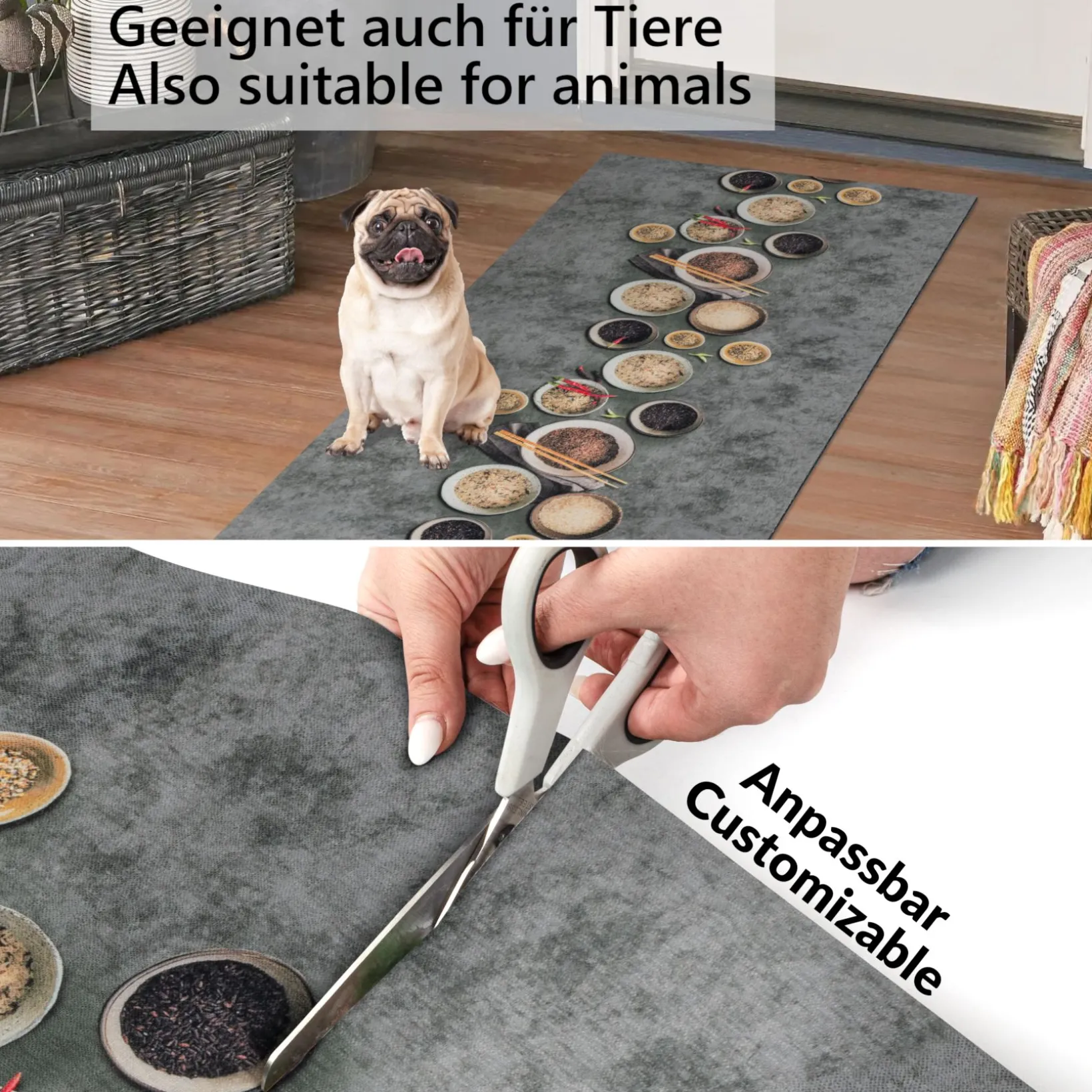 Küchenläufer Teppich Läufer Flurteppich waschbar rutschfest Gewürze Breite 65cm