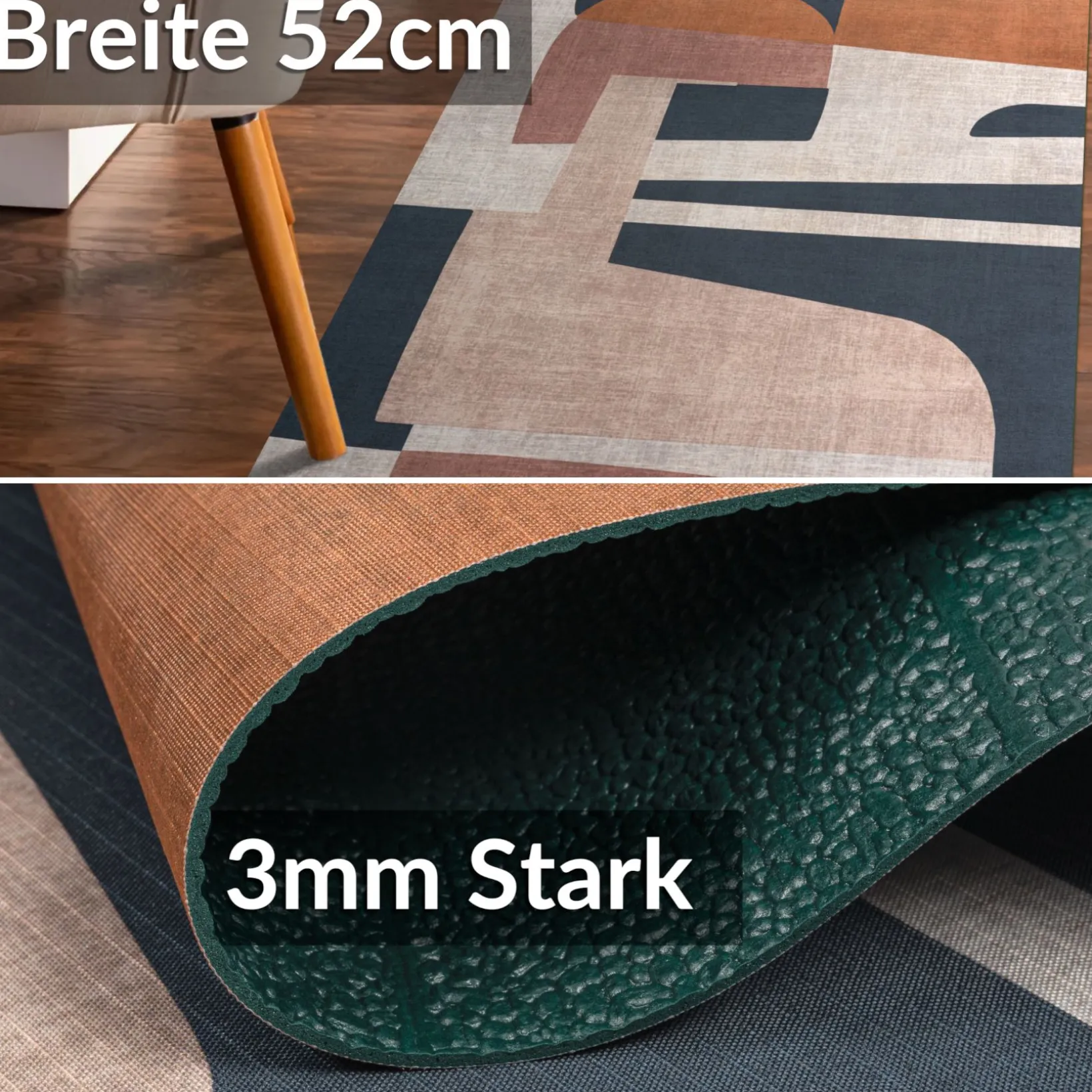 Küchenläufer Teppichläufer Läufer Flur Küchenteppich rutschfest pflegeleicht Melora Breite 52cm