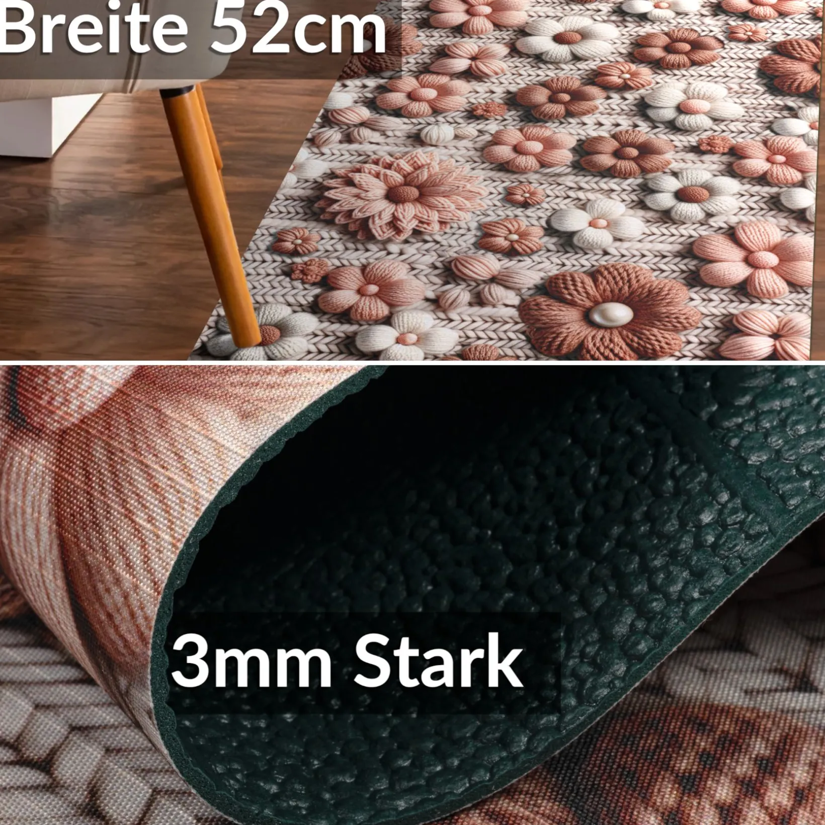 Küchenläufer Teppichläufer Läufer Flur Küchenteppich rutschfest pflegeleicht Novara Breite 52cm