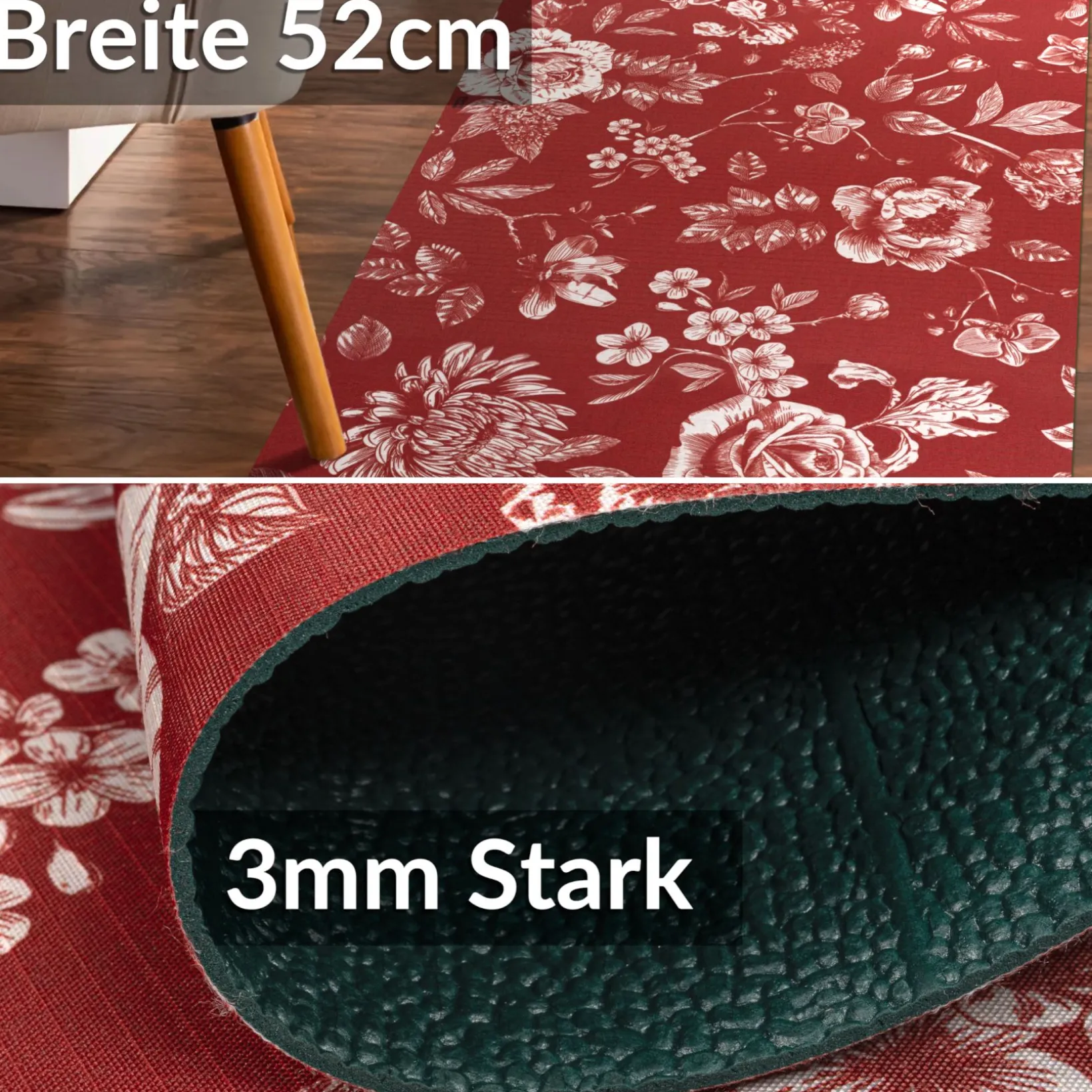 Küchenläufer Teppichläufer Läufer Flur Küchenteppich rutschfest pflegeleicht Velora Breite 52cm