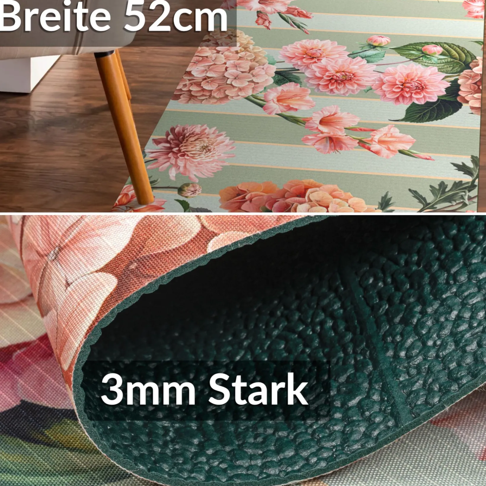Küchenläufer Teppichläufer Läufer Flur Küchenteppich rutschfest pflegeleicht Liora Breite 52cm