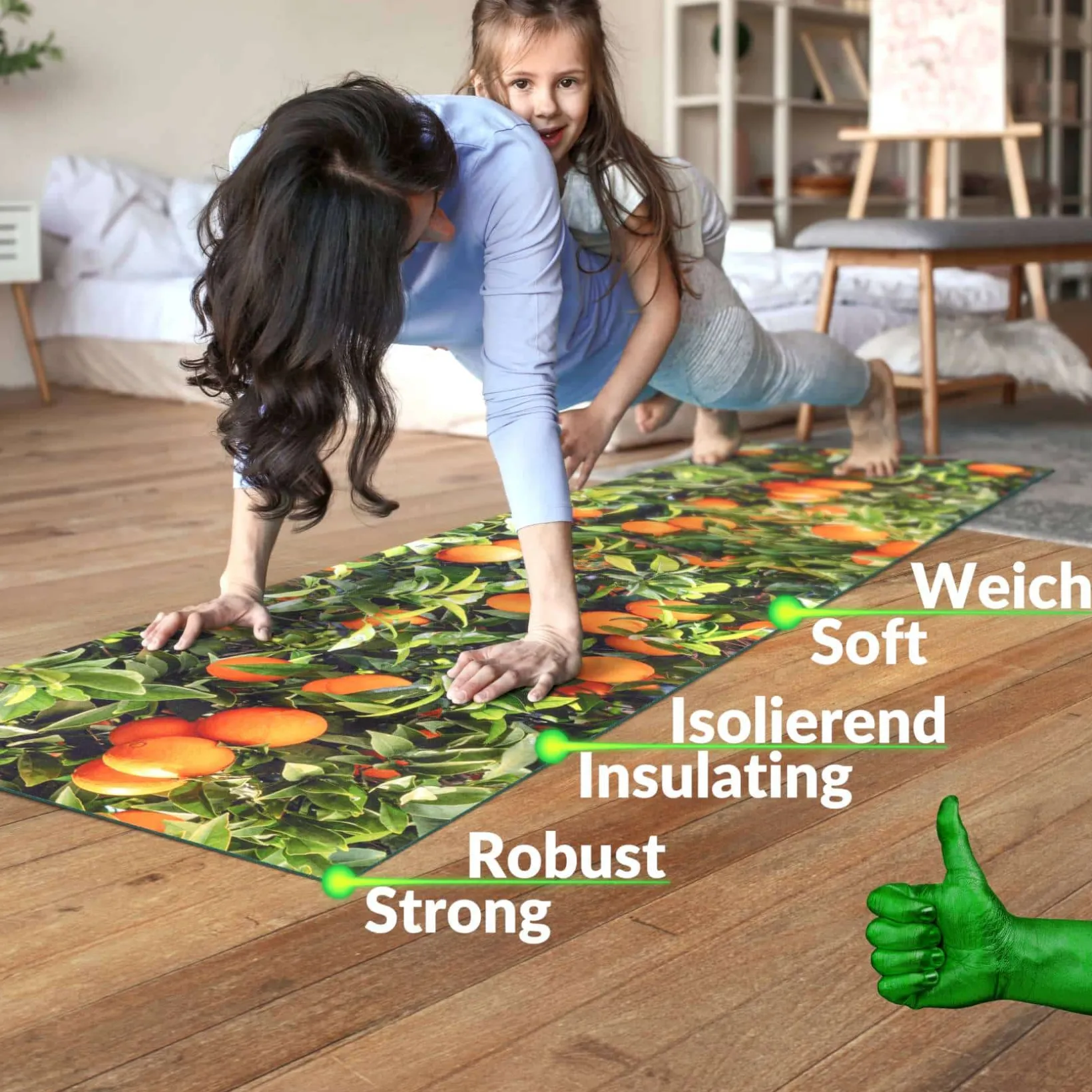 Küchenläufer waschbar Küchenteppich rutschfest Sprinty Orangen 52cm Breite