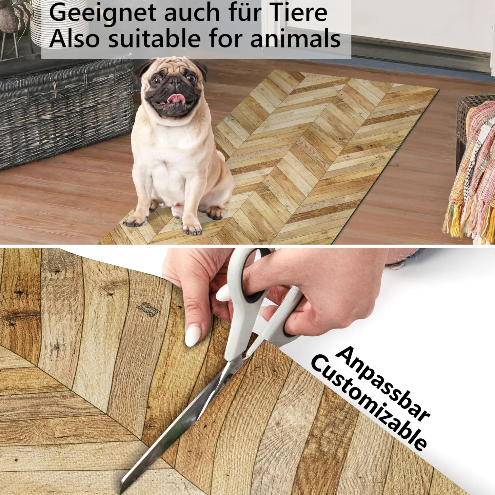 Küchenläufer waschbar Küchenteppich rutschfest Sprinty Parkett 52cm Breite