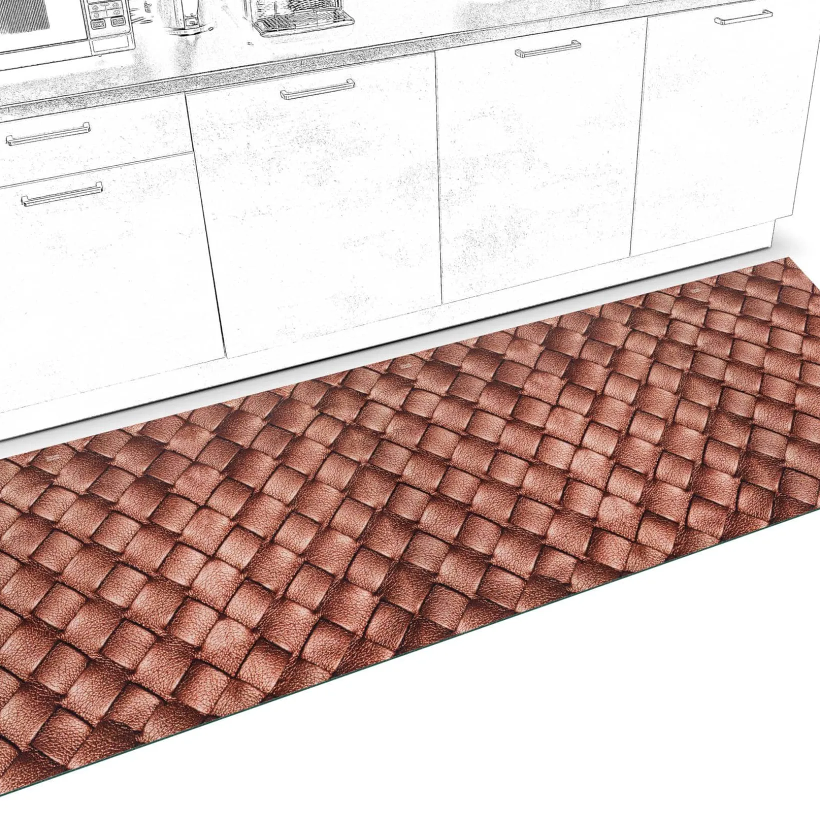 Küchenläufer waschbar Küchenteppich rutschfest Sprinty Leder 52cm Breite