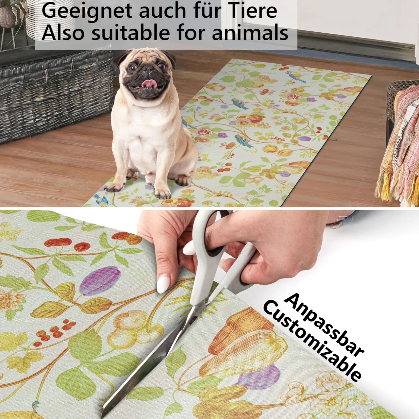 Küchenläufer waschbar Textil + PVC Küchenteppich rutschfest Sprinty Botanic Mehrfarbig 50cm Breit