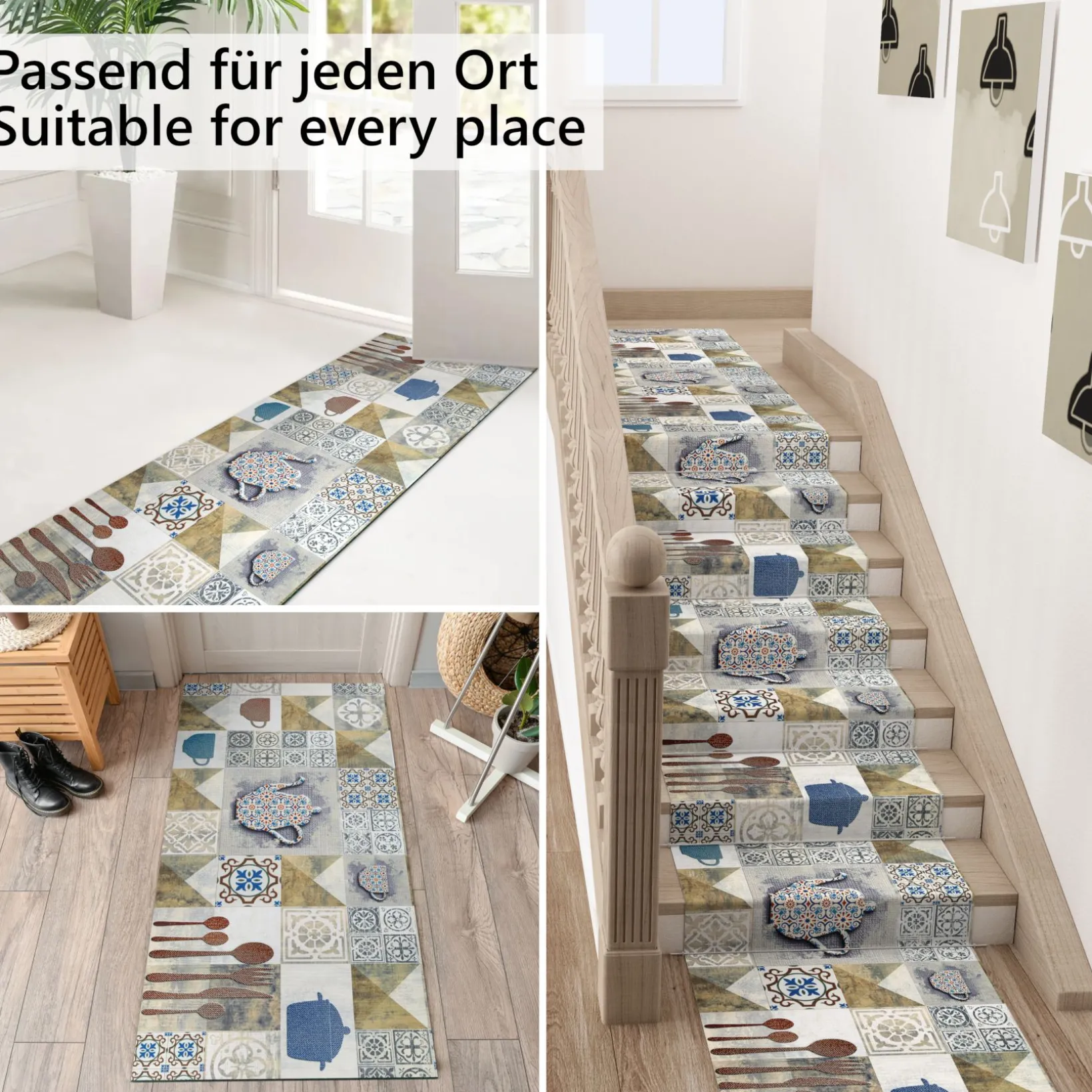 Küchenläufer waschbar Textil + PVC Küchenteppich rutschfest Sprinty Chicco Doro Mehrfarbig 50cm Breit