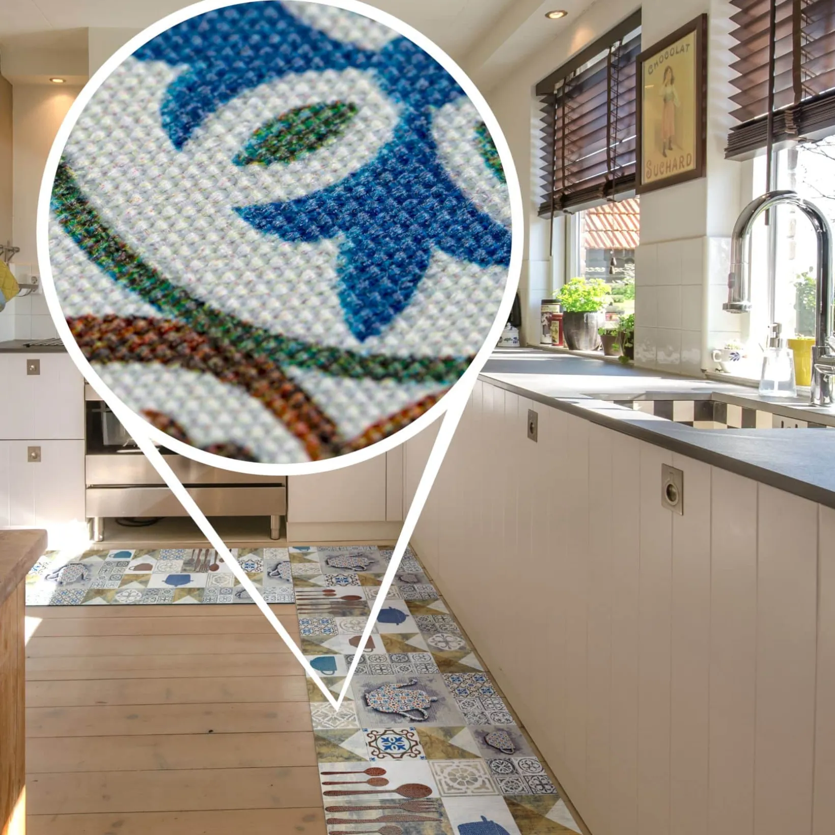 Küchenläufer waschbar Textil + PVC Küchenteppich rutschfest Sprinty Chicco Doro Mehrfarbig 50cm Breit