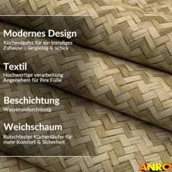 Küchenteppich Küchenläufer abwaschbar Teppichläufer Küche rutschfest Flur Läufer pflegeleicht Lavin Breite 67cm