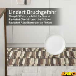 Küchenteppich Küchenläufer abwaschbar Teppichläufer Küche rutschfest Flur Läufer pflegeleicht Steine Breite 67cm