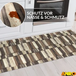 Küchenteppich Küchenläufer abwaschbar Teppichläufer Küche rutschfest Flur Läufer pflegeleicht Steine Breite 67cm